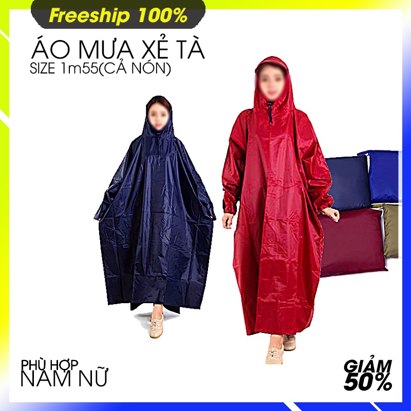 Áo mưa vải dù đơn 1 người các loại - Size 1m55 luôn cổ nhiều màu đẹp bền thời trang - Chống thấm tốt.