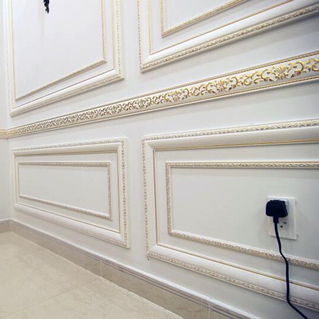 Phào chỉ tường, nẹp chỉ nhựa ps 2cm hoa văn vàng