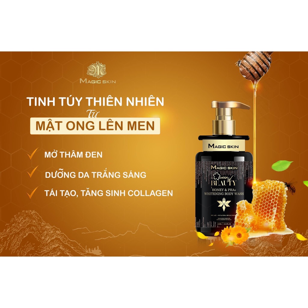 Sữa tắm dưỡng trắng Magic Skin chiết xuất mật ong và nước hoa 400ml