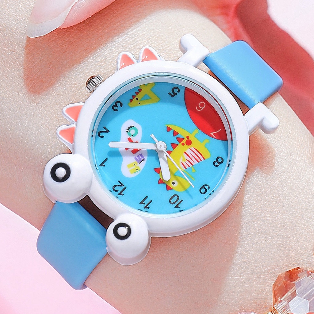 Đồng Hồ Thạch Anh Điện Tử Hình Khủng Long 3D Dễ Thương Thoáng Khí Cho Bé