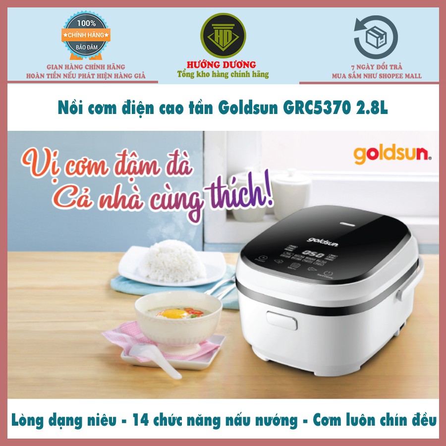 Nồi cơm điện cao tần 14 chức năng có nướng Goldsun GRC5370 2.8L - Cồng suất 1300W