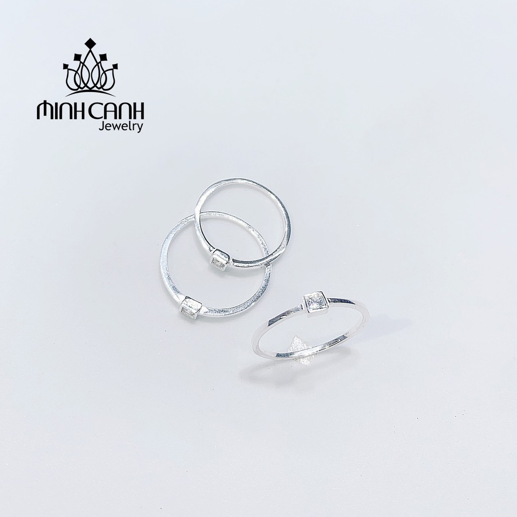 Nhẫn Bạc Nữ Trơn Mảnh Mặt Đá Vuông - Minh Canh Jewelry