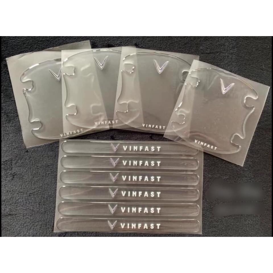 Bộ 10 miếng dán silicon tay, hõm , gương ô tô logo hãng xe Vinfast Fadil, Lux A2.0, Lux SA2.0, President