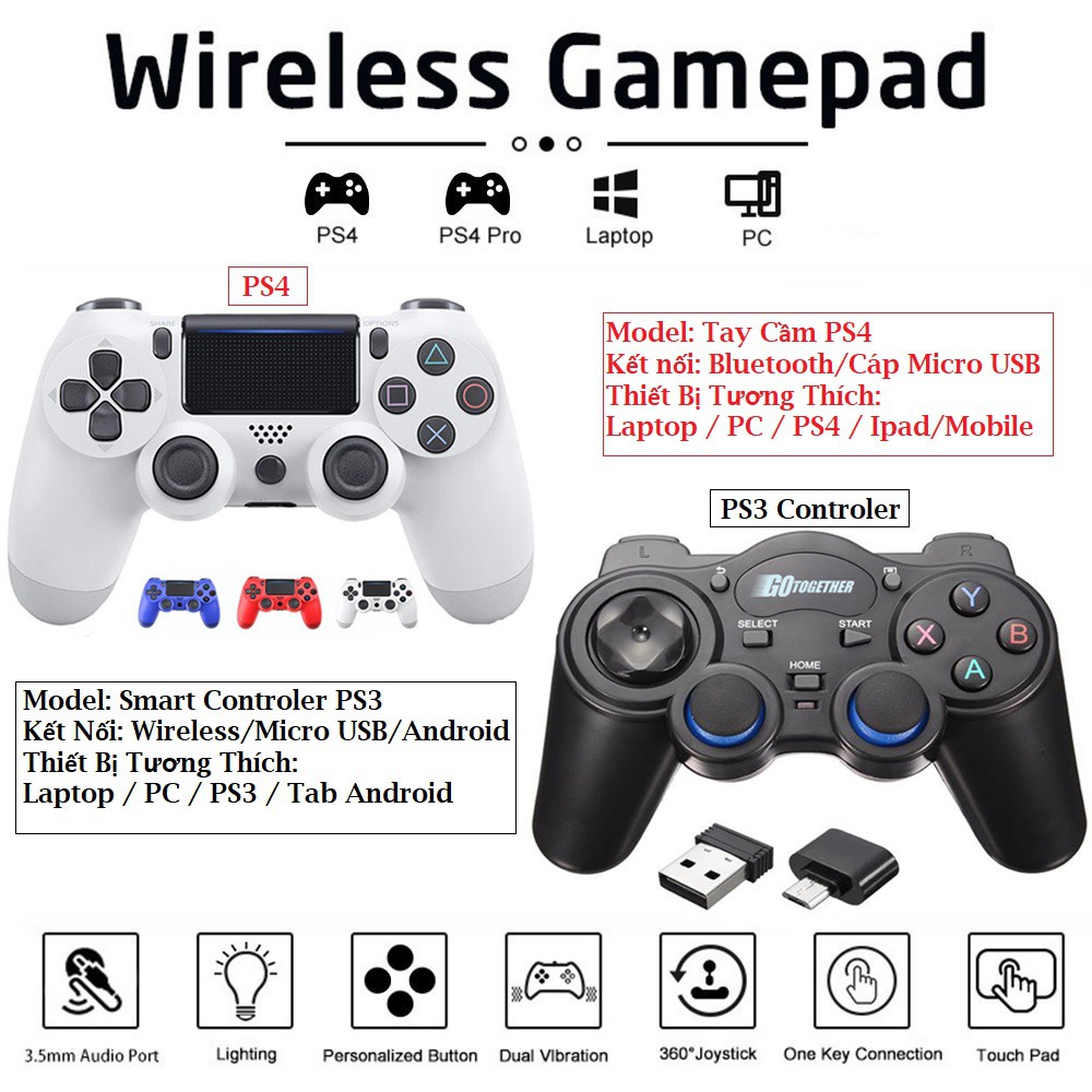 🔥FOR PC/PS3/PS4🔥 Gamepad Không dây Smart Controler/PS4 cho PC / Laptop / Macbook / điện thoại Android / IOS / Tab / Ipad