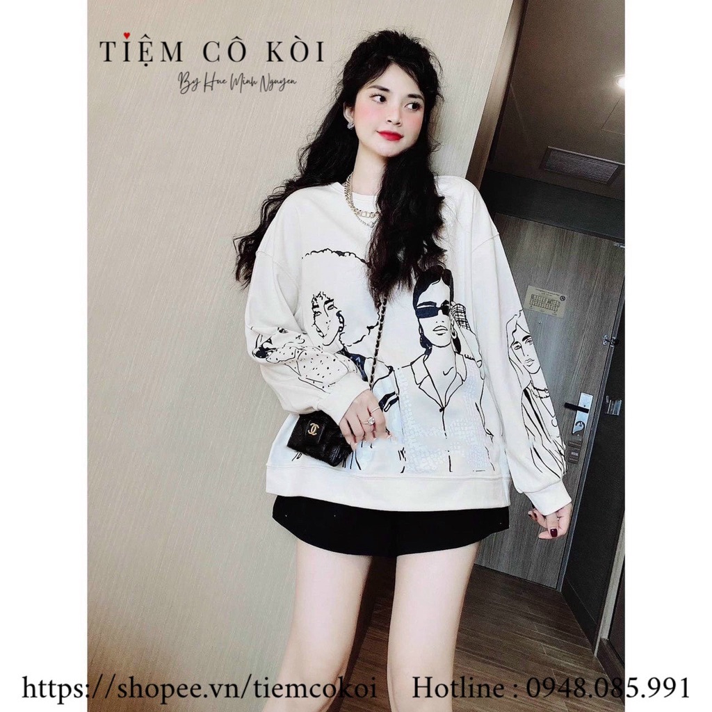 Áo nỉ oversize trắng áo hoodie nữ hình cô gái xinh xắn tiemcokoi | BigBuy360 - bigbuy360.vn