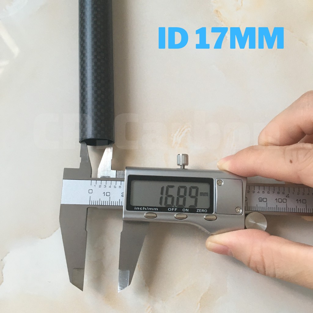 Ống carbon 3K rỗng dài 1 mét đường kính ngoài 19mm, đường kính trong 17mm