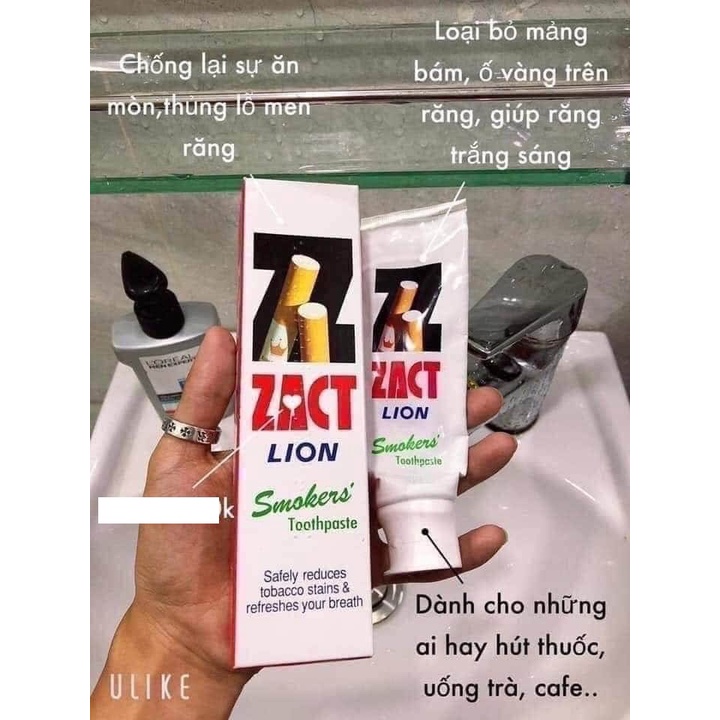 (Chính Hãng) Kem Đánh Răng Smokers Zact Lion 160g Thái Lan