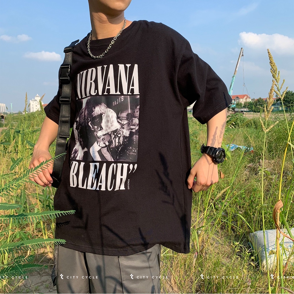 Áo thun local brand in hình Nirvana Bleach City Cycle cotton form rộng nam nữ oversize unisex