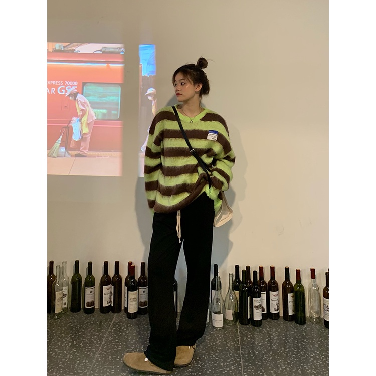 Quần dài thể thao ống rộng lưng thun co giãn màu đen phong cách Hàn Quốc sành điệu cho nữ