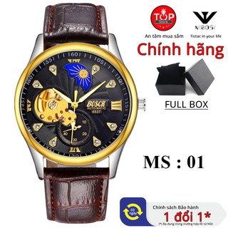 (Giá rẻ cạnh tranh) Đồng hồ nam BOSCK cơ Automatic Doanh nhân TOP STORE - Dây da automatic FullBox