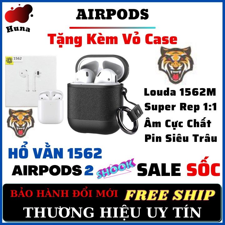 [AIRPODS 2 HỔ VẰN 1562M]⚡️Tai Nghe Bluetooth Louda Cao Cấp Nhất ✔Âm Chất ✔Tặng Kèm Vỏ Đẹp [BẢO HÀNH ĐỔI MỚI] - HunaStore