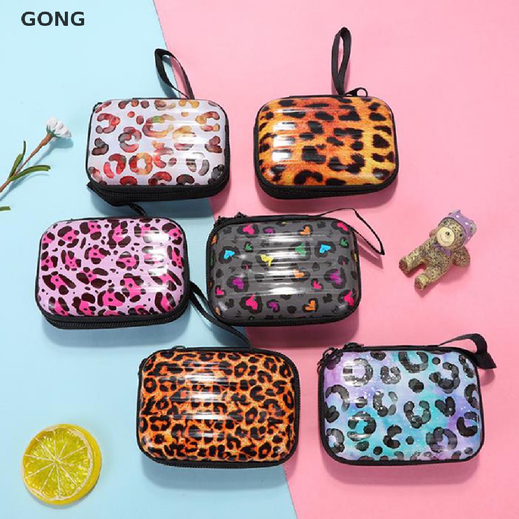 1 Túi Thiếc Mini Hình Vali Họa Tiết Da Báo Đựng Tiền Xu