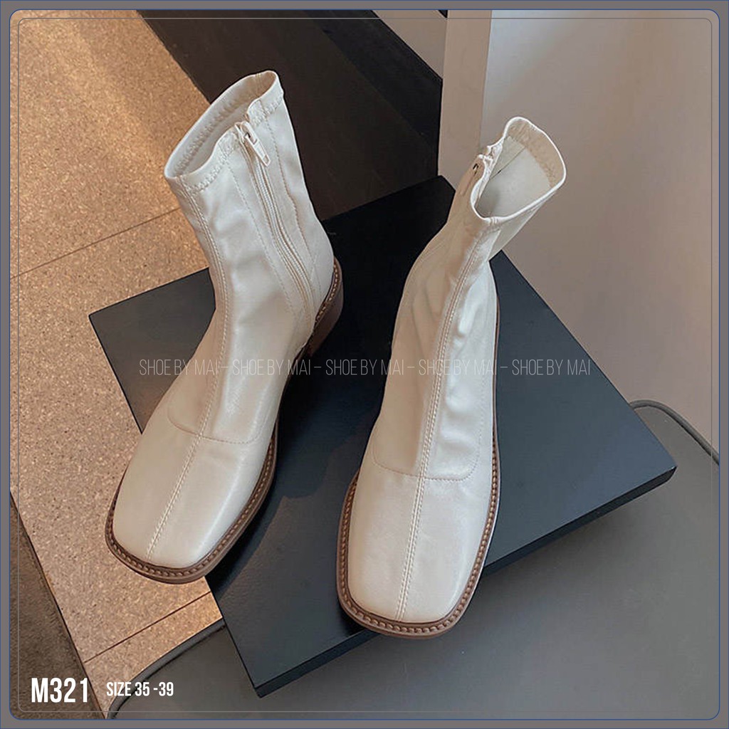 Giày boot nữ khóa kéo đế cao 3 phân M321 SHOEBYMAI