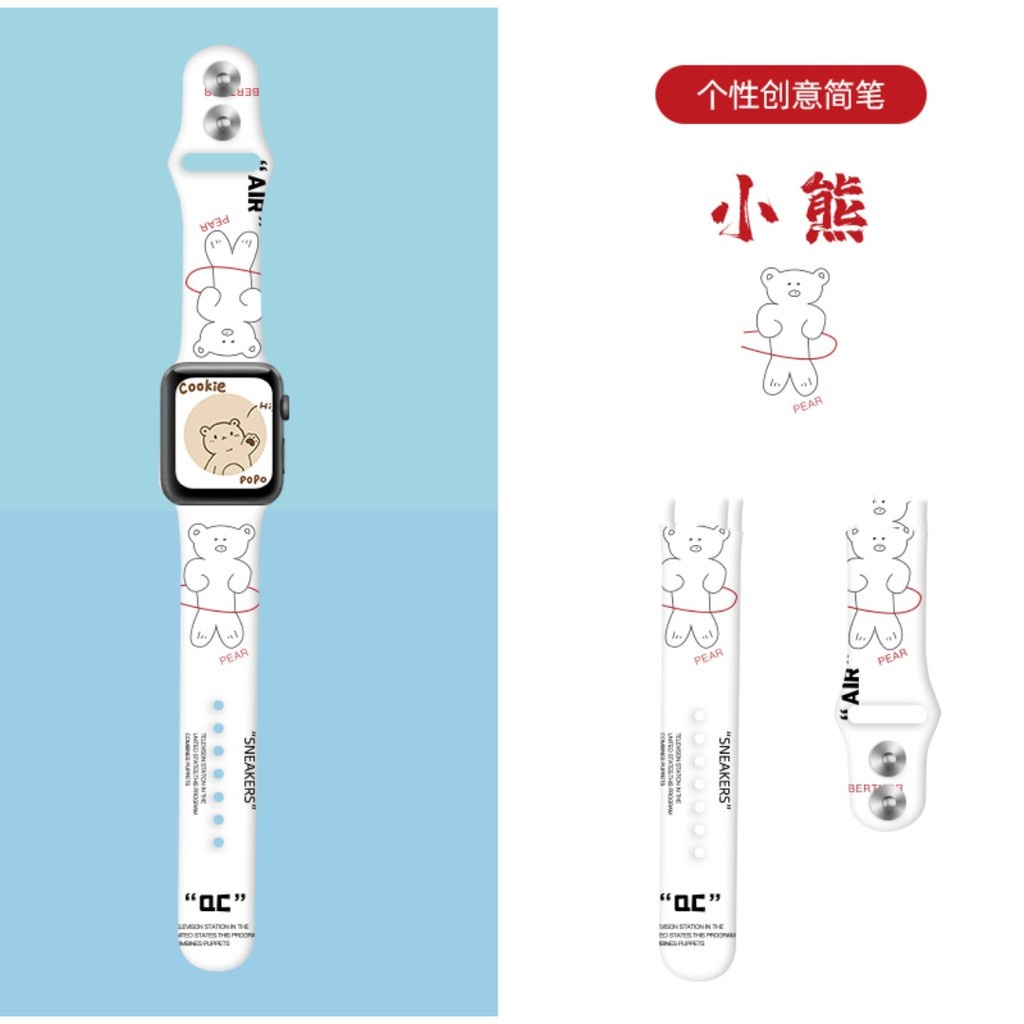 Dễ Thương Dây Đeo Silicon Mềm In Họa Tiết Hoạt Hình Đáng Yêu Cho Đồng Hồ Thông Minh Apple Watch Series 6 5 4 Se 3 2 38mm 40mm 42mm 44mm