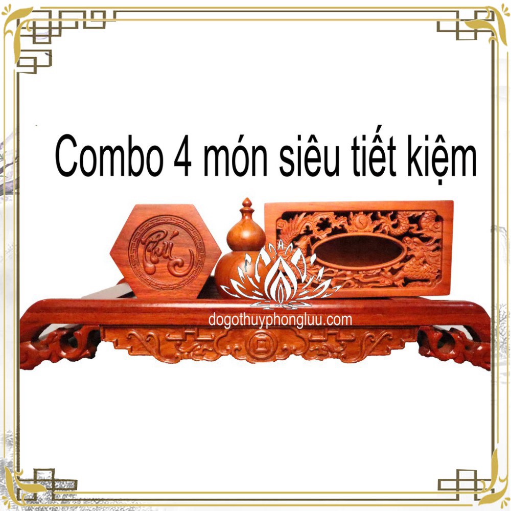 Combo 4 món giá rẻ khay trà lan đũa,gạt tàn,hộp giấy,hộp đựng chè,ống tăm,hộp đựng nhỏ gỗ hương cao cấp