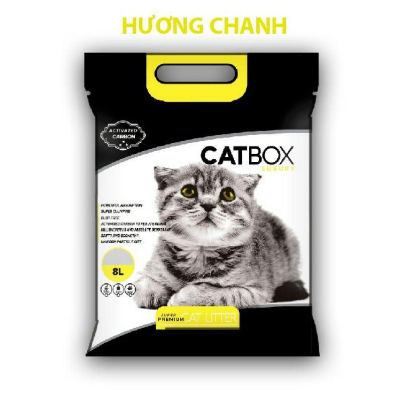 Cát vệ sinh cho mèo CATBOX dòng Luxury bổ sung than hoạt tính siêu vón và kiểm soát mùi vượt trội - 8L