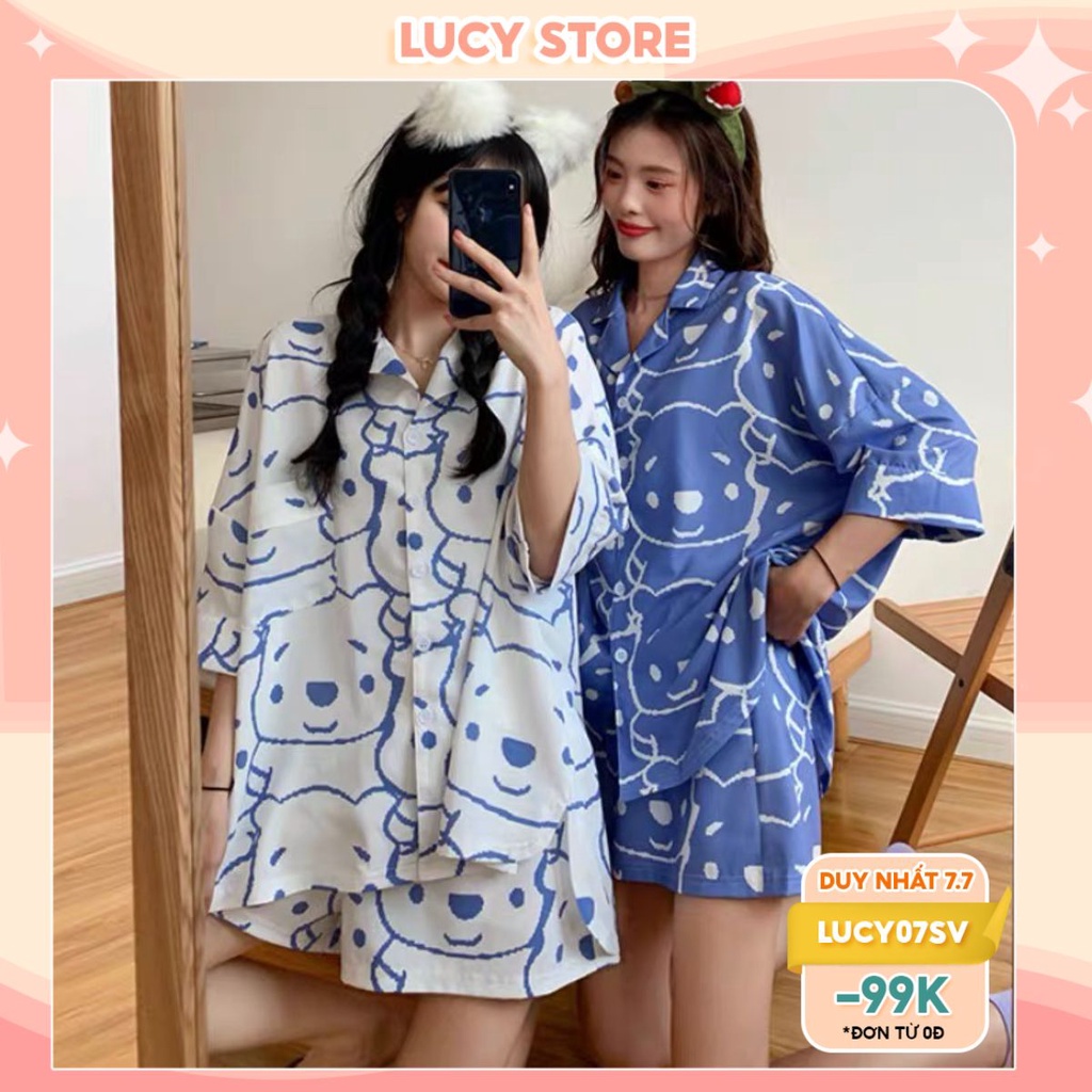 Đồ ngủ bộ pijama cộc tay mặc nhà mùa hè cotton sữa siêu mát Lucy Store