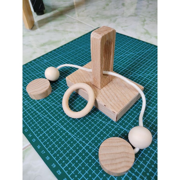 Đồ chơi trí tuệ_Thử thách trí não_Ball &amp; Rope (V1) - Wooden Puzzle_Hack não &amp; Độc đáo_Logic_Giải đố_Tư Duy_Thú vị