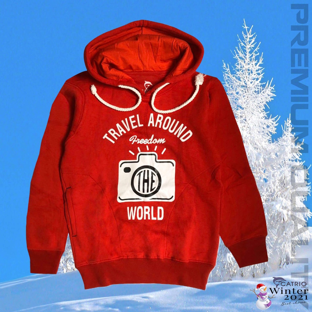 Áo hoodie bé trai, áo nỉ có mũ big size bé trai Catrio in máy ảnh Travel 9-18 tuổi