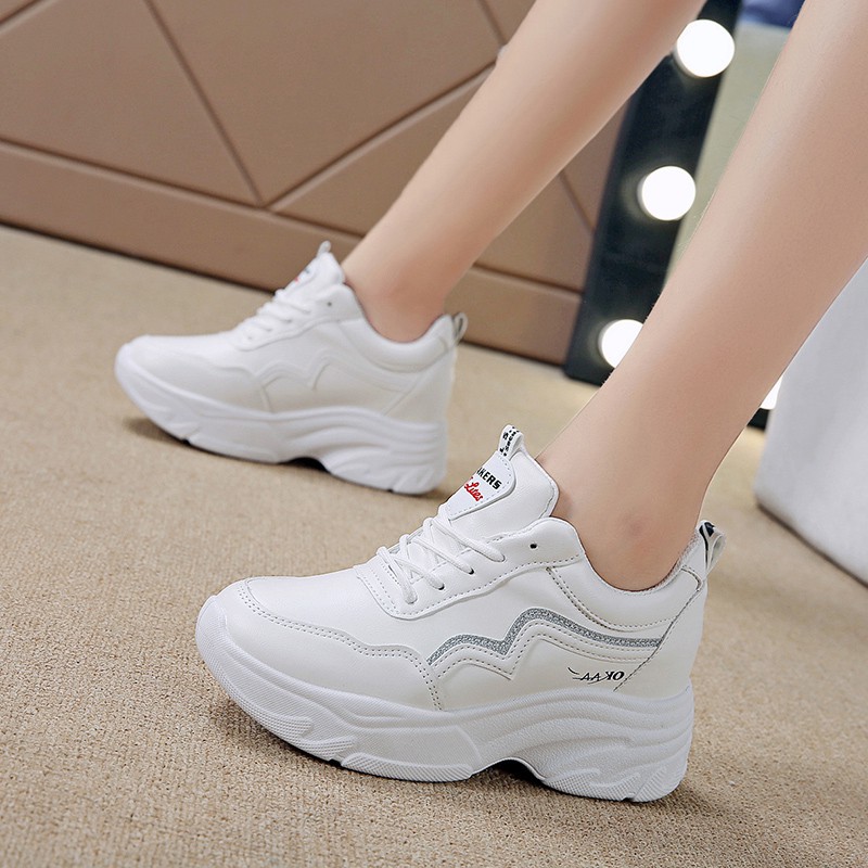 Giầy NữFreeShip Giầy thể thao Sneaker Nữ độn đế lót hơi đi cực êm chân tôn dáng