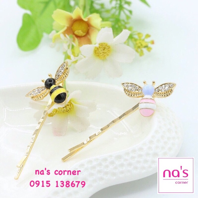 Kẹp tóc ong vàng ong hồng dễ thương