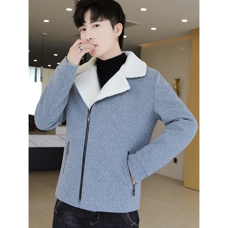 Áo khoác dạ nam lót lông cao cấp cổ vest hàng đẹp mê li dày ấm