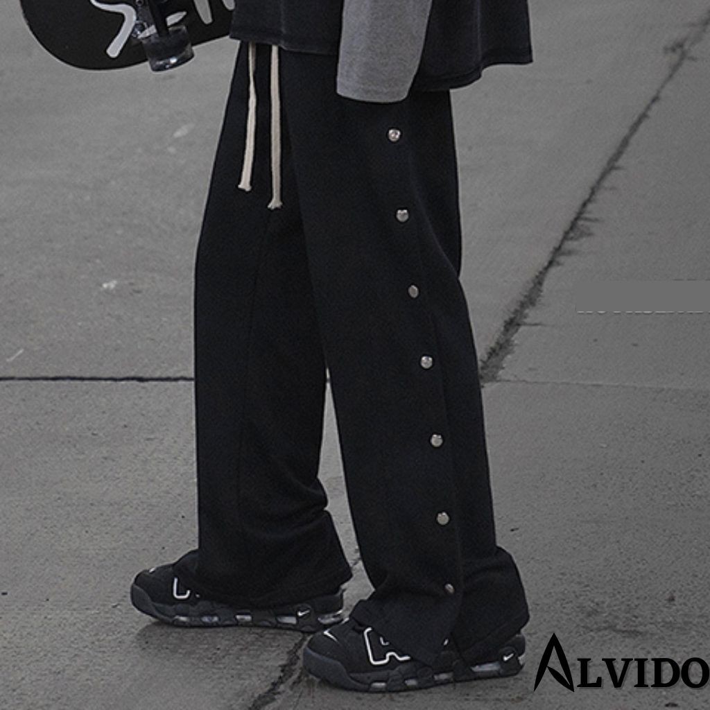 Quần ống rộng nam thể thao Sanvadio-khuy nút-2 màu ĐEN/XÁM QD45