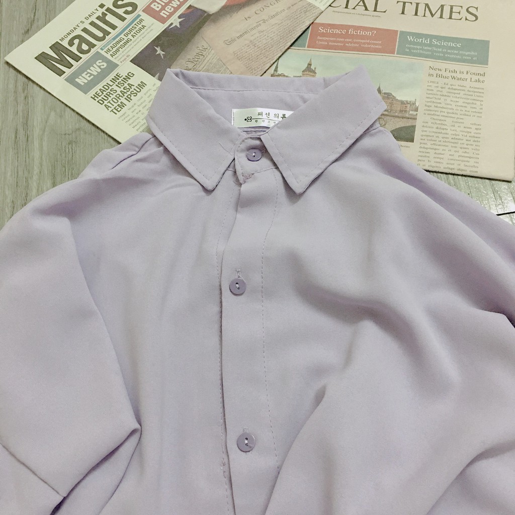 Áo sơ mi tay lỡ Unisex đuôi tôm dáng dài Bingshop | BigBuy360 - bigbuy360.vn