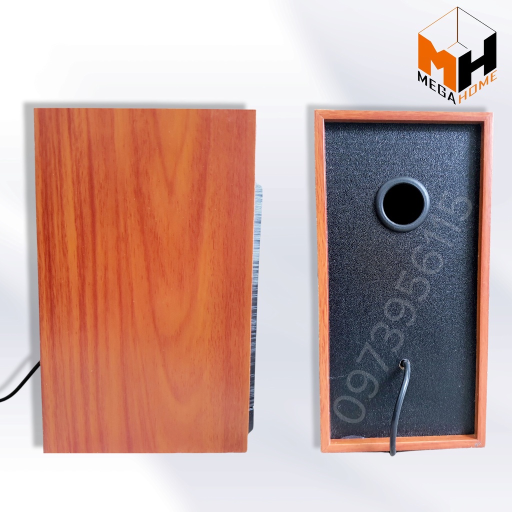 Loa máy tính 2.0 để bàn, loa máy tính mini ARIGATO M22 vỏ màu gỗ chất âm cực hay