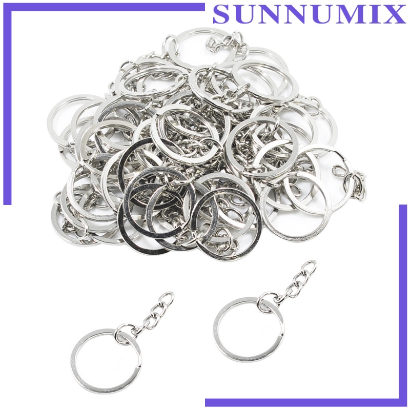 [SUNNIMIX]50Pc Split Key Rings with Chain Bulk for DIY Accessories Arts Crafts 25mm/1&quot;