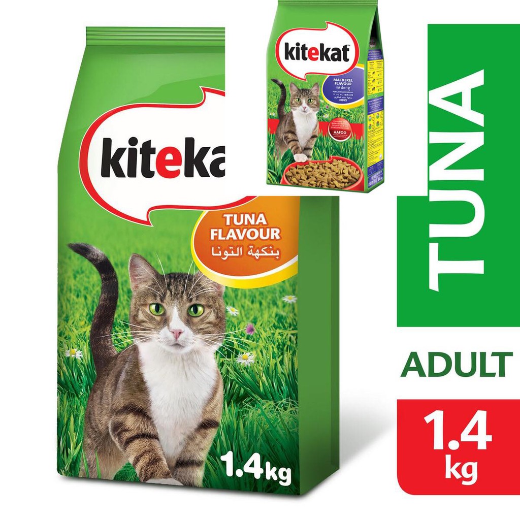 KITEKAT_thức ăn hạt cho mèo lớn_vị cá ngừ - cá thu_túi 1.4kg (Thailan)