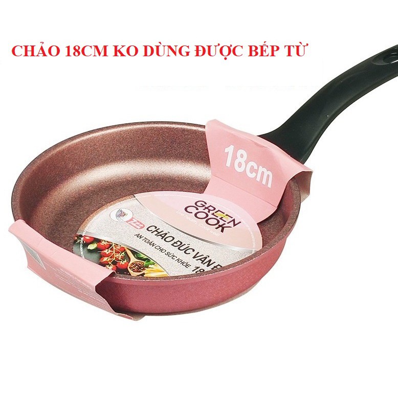 [ĐỦ SIZE] CHẢO ĐÚC VÂN ĐÁ ĐÁY TỪ chống dính 7 lớp GREENCOOK (màu hồng siêu xinh)