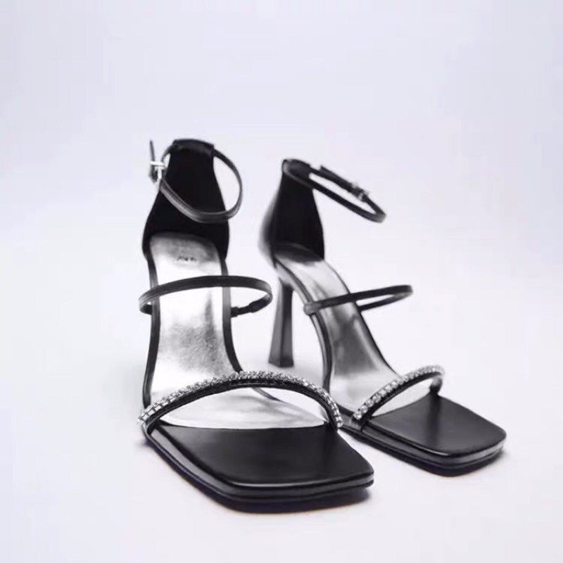 ORDER 🌸 ZR Giày dây ngang quai mảnh mũi vuông đá gót nhọn 9cm