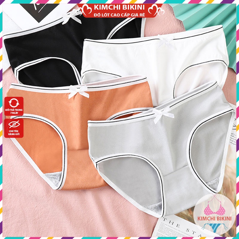 Quần lót nữ Cotton viền trắng cạp chun kháng khuẩn KIMCHIBIKINI chip nhật thoáng mát mềm mại dễ thương QL057