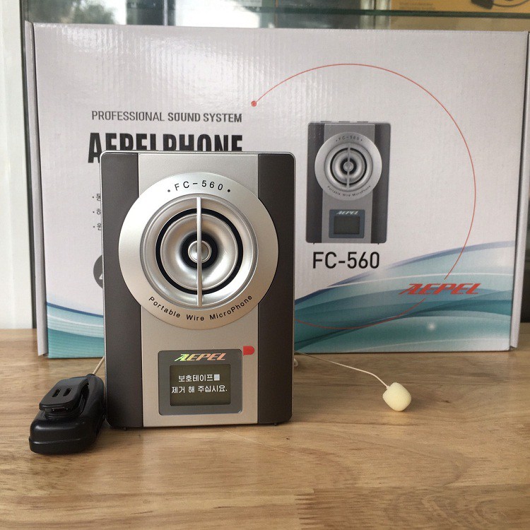 Máy trợ giảng không dây Hàn Quốc AEPEL FC560 Made in Korea, Mic hạt gạo màu da Micro cài áo, Max 45W