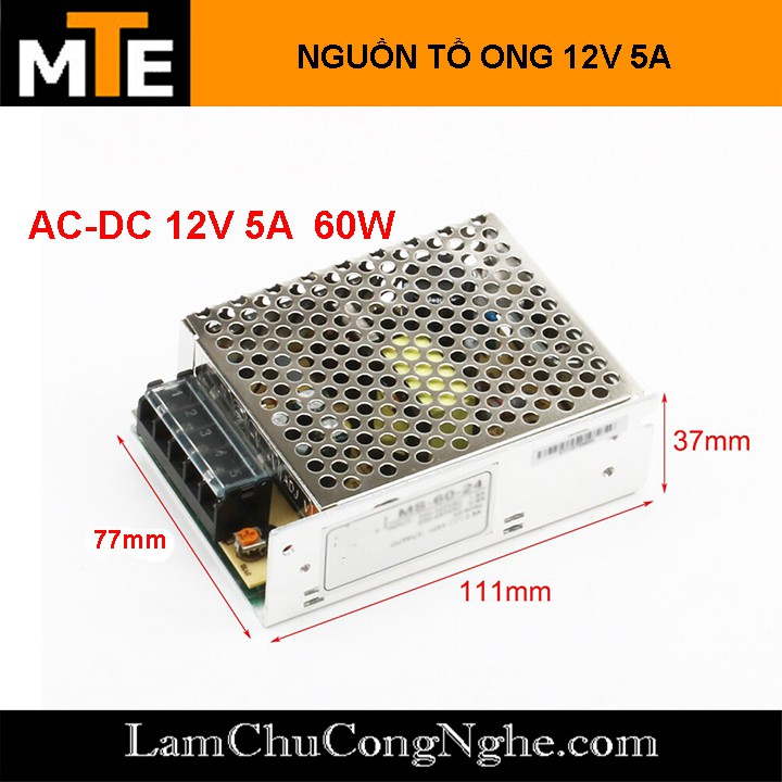 Nguồn tổ ong, nguồn led 12V 5A S-60-12