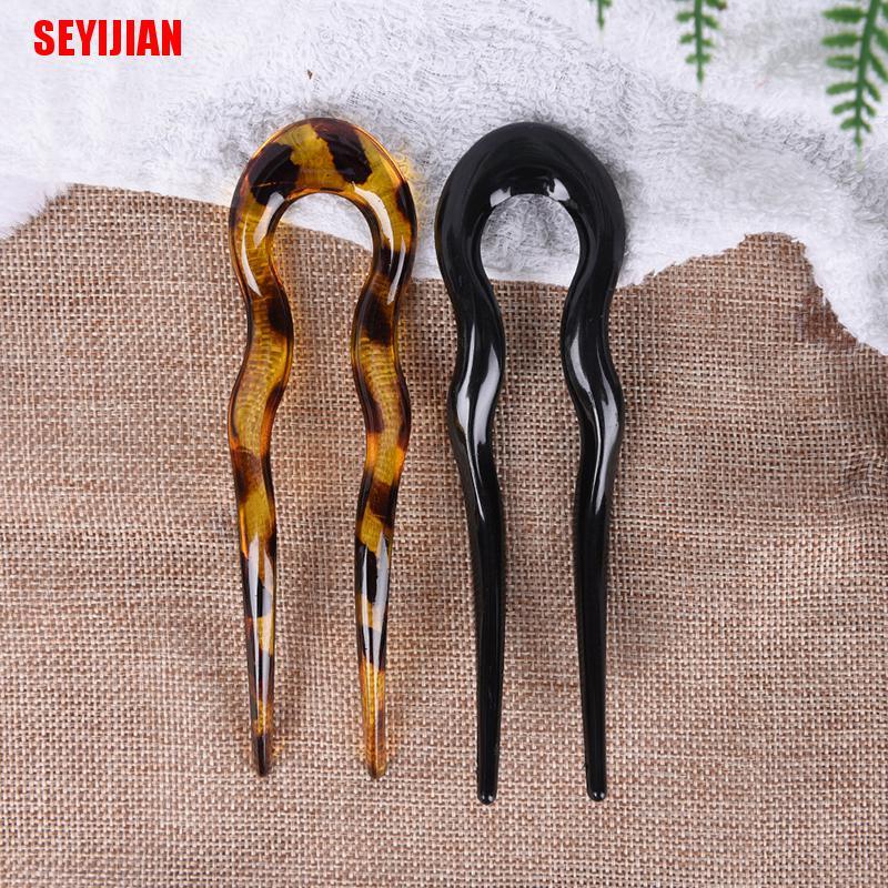 Trâm Cài Tóc Chữ U Bằng Nhựa Resin Phong Cách Retro Cho Nữ