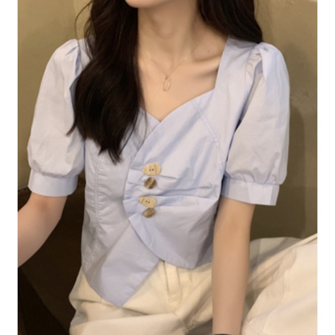 Áo kiểu hoạ tiết cúc nổi bật SUGARIE (ảnh thật) | BigBuy360 - bigbuy360.vn