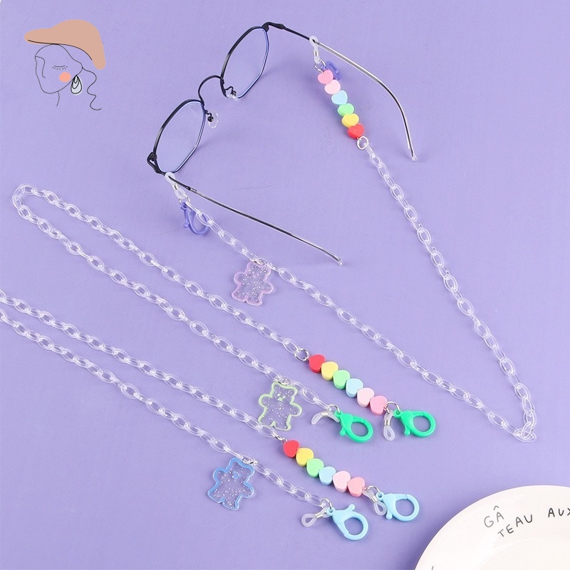 Dây Đeo Mắt Kính Xỏ Hạt Nhiều Màu Hình Gấu