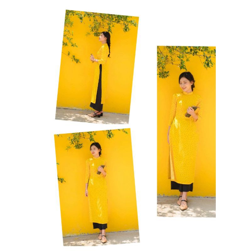 Áo dài chấm bi tiểu thư nhiều màu