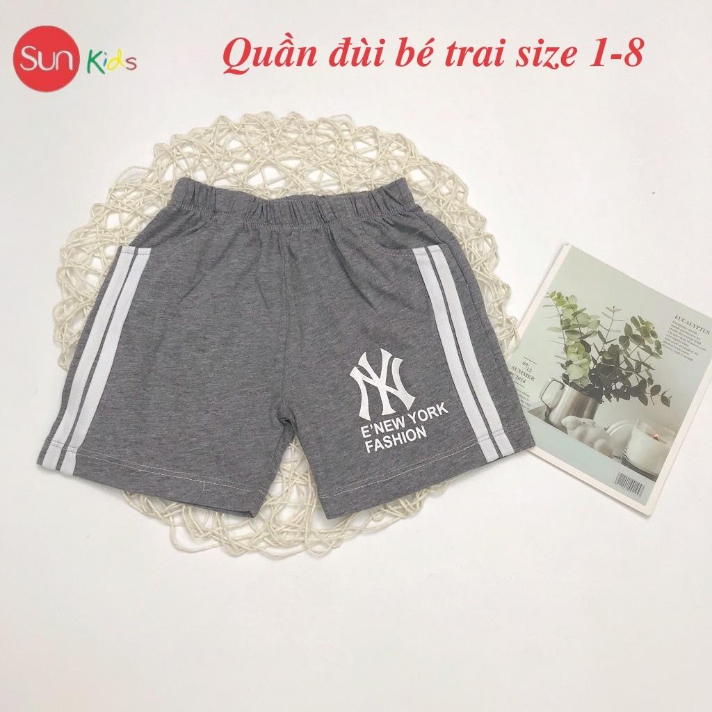 Quần Đùi Bé Trai, Size 1-8, Viền Sọc 2 Bên Khỏe Khoắn, 2 Túi Thật, Chất Cotton Mềm Mát