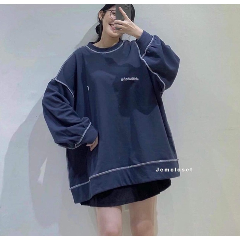 Sweater chỉ nổi UHOH Unisex [FREE SHIP]  Áo dài tay dáng rộng Nam Nữ mùa thu đông Chicclothes