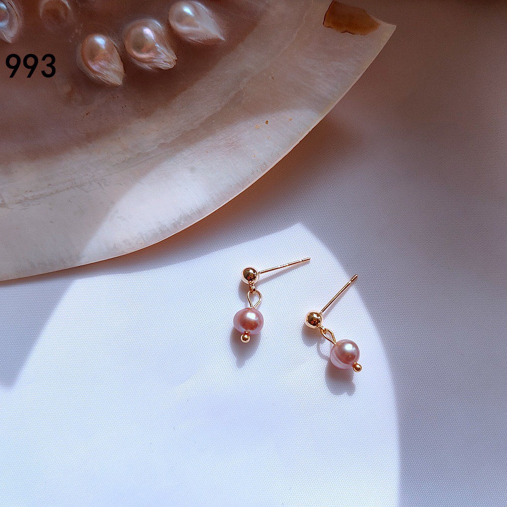 Khyên tai cap cấp mạ bạc 925 ngọc trắng hồng xinh xắn