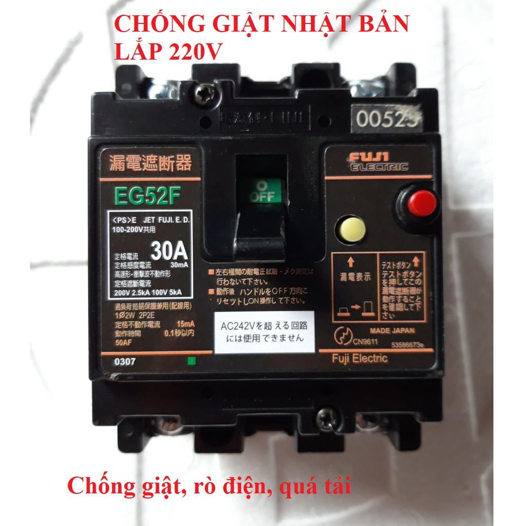 APTOMAT CHỐNG GIẬT NHẬT BẢN 30A 100A LẮP 220V