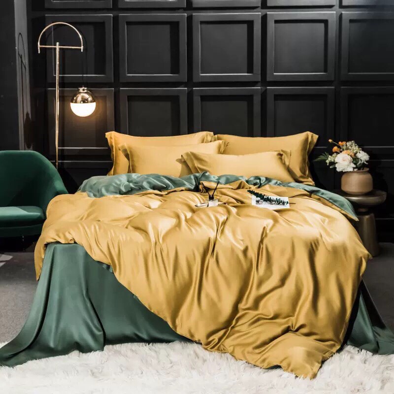 Bộ chăn ga gối Lụa Tencel 80S cao cấp VIE Home - bedding mềm mát bảo vệ làn da nhiều kích thước nệm trơn màu M6 M8