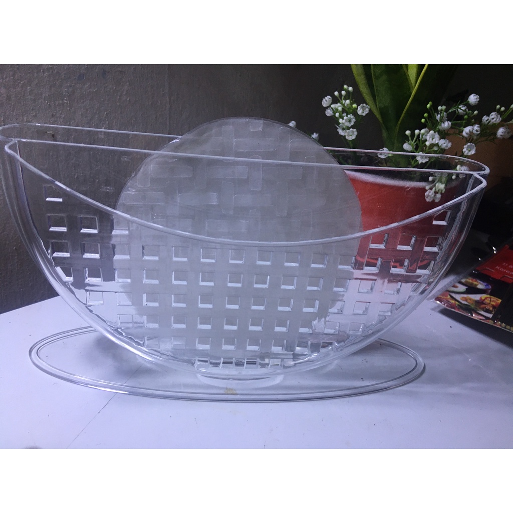 Tô nhúng bánh tráng lớn 25 x 8  x 14, 5 cm loại 1 ngăn / 2 ngăn nhựa trong Acrilic an toàn cho sức khỏe