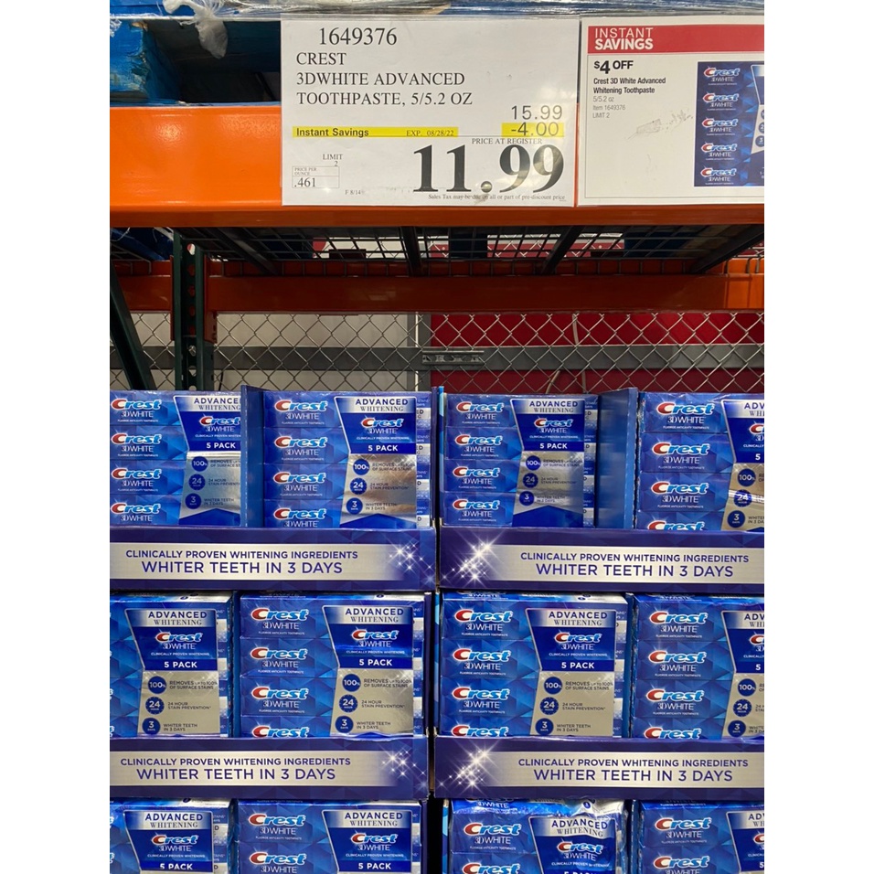 Tuýp kem đánh răng Crest 3D White Advanced Whitening 147g của Mỹ