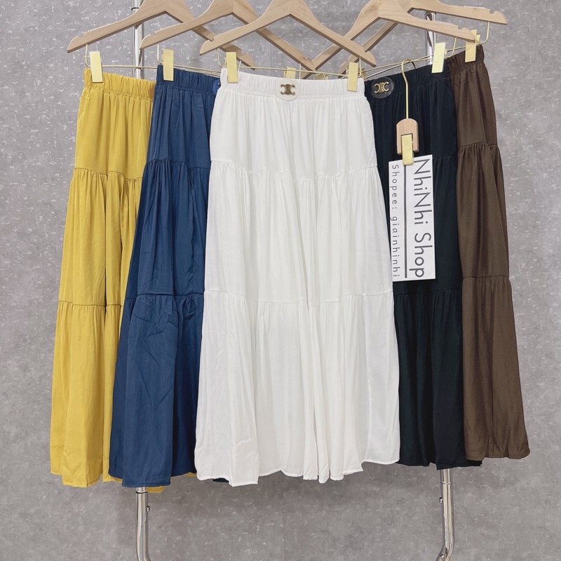 Chân váy xòe thô mềm đai, Chân váy maxi dáng dài cạp cao CV3330 - NhiNhi Shop