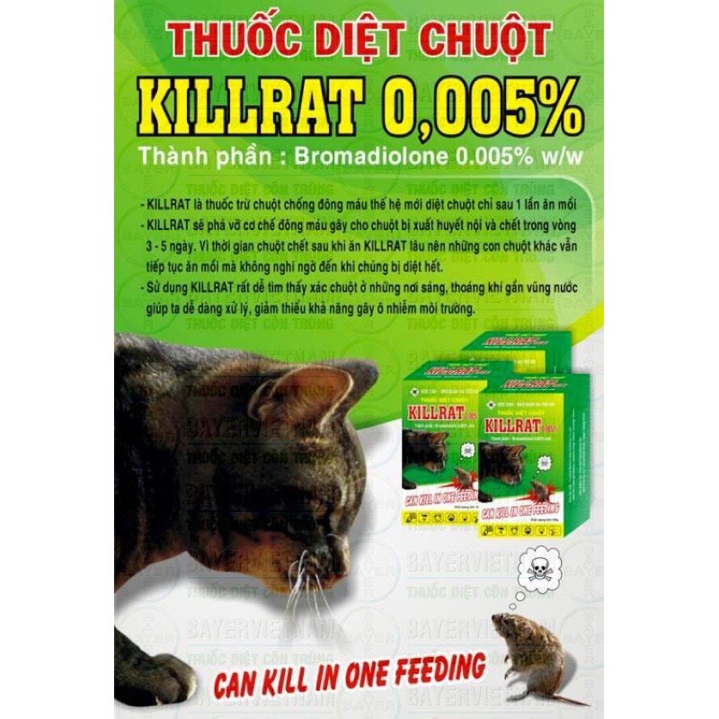 Thuốc Diệt Chuột KILLRAT -  Kẹo Diệt Chuột, Diệt Côn Trùng AONISU (hộp 2 gói).