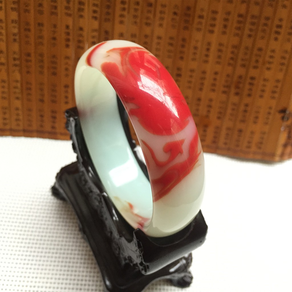 Jade Bracelet Tân Cương Hetian Jade Gà Blood Blood Vòng tay đỏ và Tian Jade Nổi Vòng đeo tay màu đỏ và vòng tay ngọc bích Tian Jade